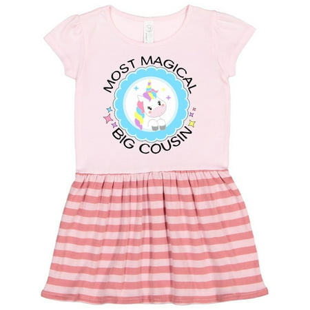 

Inktastic Most Magical Big Cousin badge- cute unicorn Gift Toddler Girl Dress