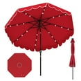 thumbnail image 1 of Gymax Parasol de Patio Solaire de 10 Pi pour Extérieur, Pare-Soleil de Marché avec 24 Lumières DEL, Rouge, 1 of 10