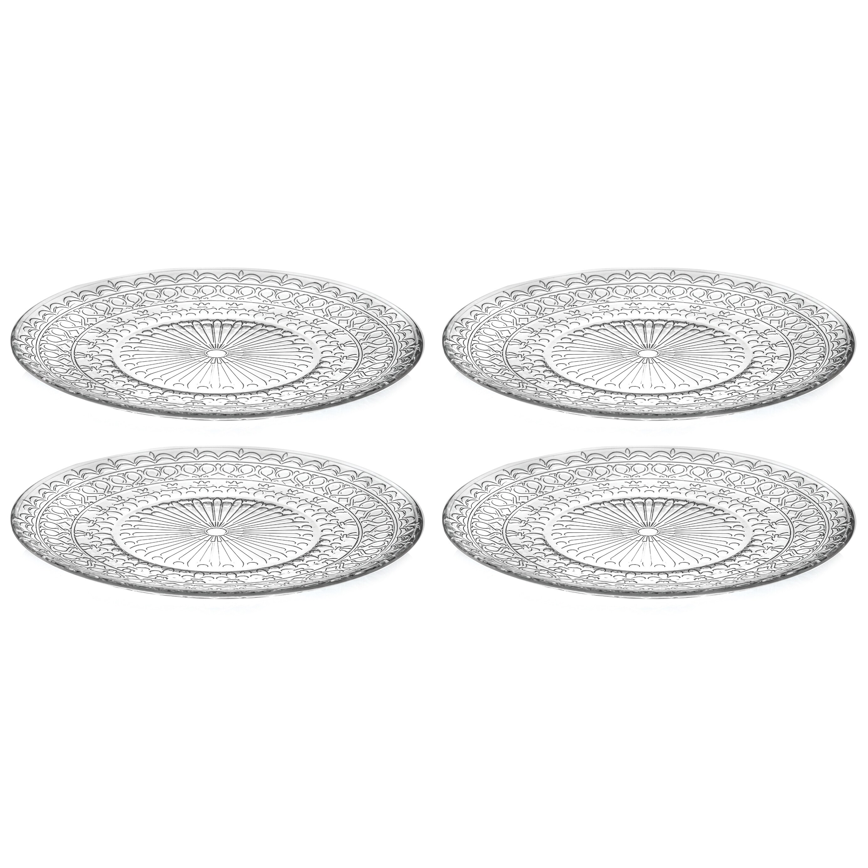 Majestic Gifts Inc. Glass Dinner Plate Set/4 10.2" Diameter