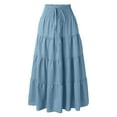 thumbnail image 5 of VUPSGEZ Midi Pleated Skirts Polka Dot Swing High Waist Maxi Skirts Women'S Summer Elastic High Waist Boho Maxi Skirt Casual Drawstring A Line Long Skirt Women’S Pleated Maxi Skirt(Light Blue,XL), 5 of 9