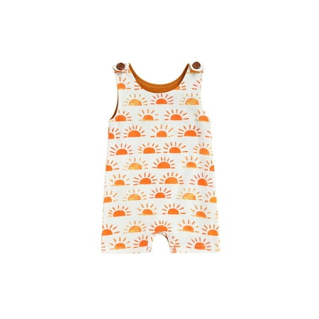 

Chollius Infant Baby Boy Summer Romper Sun Print Crew Neck Sleeveless Jumpsuit Cotton Loose One Piece