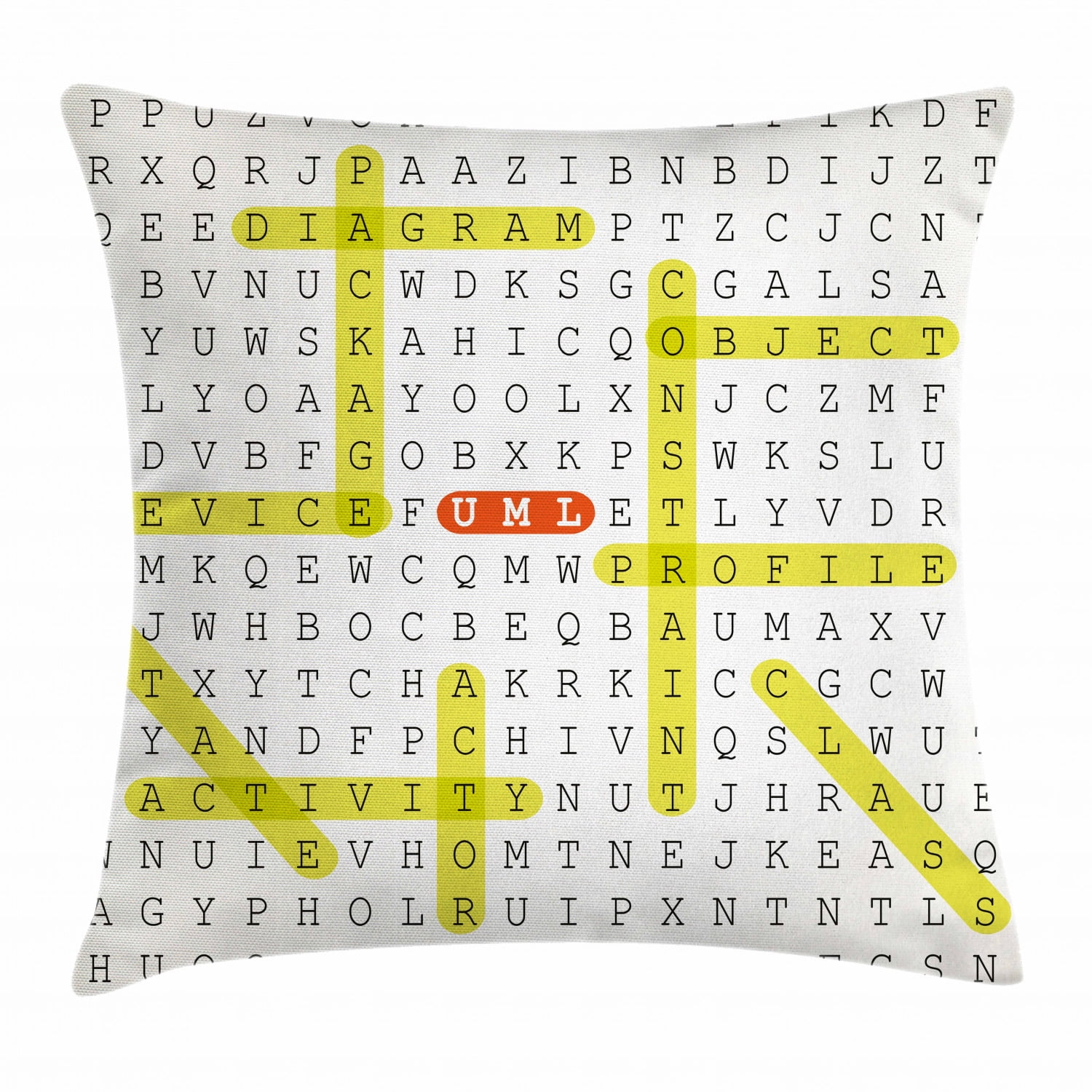 Word Search Puzzle Throw Pillow Cushion Cover, Unified Modeling