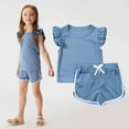 thumbnail image 2 of snilers Toddler Girls Clothes Athletic Short Sets Ruffle Ribbed Knit Tank Tops and Elastic Waist Shorts 2 Piece Set Summer Outfits Size 1-6 Years, 2 of 9