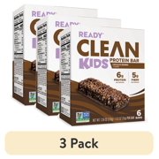 (3 pack) Ready Clean Kids Protein Bar, Chocolate Brownie, 6 Count