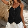 thumbnail image 4 of Hvogkswy Womens Button Down Linen Camisole Tops Solid V Neck Sleeveless Tops Loose Breathable Beach Vacation Summer Casual Tank Tops, 4 of 6