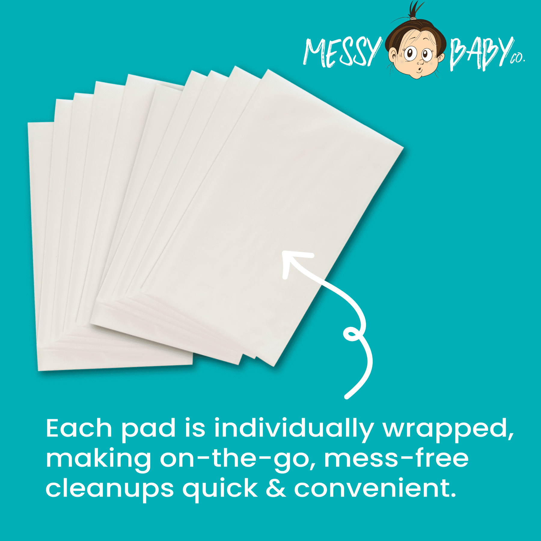 Messy Baby Co. Baby Booty Blowout Gear SIZE NEWBORN– Snap-Front Cotton Onesie + 20 Disposable Leak-Proof Pads – Stops Diaper Blowouts, Easy Outfit Changes