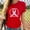 #431-Red, variant on Ladies' Round-neck Breast Printed Short-sleeved T-shirt Top