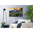 thumbnail image 5 of HFDF Nature Flowers Landscape Wall Art Mountain Canvas Artwork Purple Floral Picture Wall Decor, Modern Wilderness Scenic Painting for Living Room Bathroom Office Home Decoration 16x12inch Framed, 5 of 6