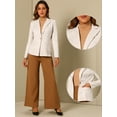 thumbnail image 2 of DARING DIVA Lapel Collar Long Sleeve Faux Suede Blazer XS Beige, 2 of 6