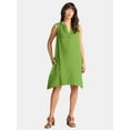 thumbnail image 3 of Time and Tru Women's Cotton Double Cloth Shift Dress, Sizes XS-XXXL, 3 of 4