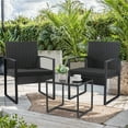 thumbnail image 2 of Homall 3-Piece Casual Bistro Set with Wicker Chairs and Coffee Table for Patio Furniture, Black, 2 of 7