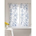 thumbnail image 3 of Blue White Spring Floral Curtains 54 Inch Length, Sheer Curtains for Bedroom Living Room Window Summer Botanical Birds Rod Pocket Voile Drapes Kitchen Curtains Small Half Window 52"x54" 2 Panels, 3 of 6
