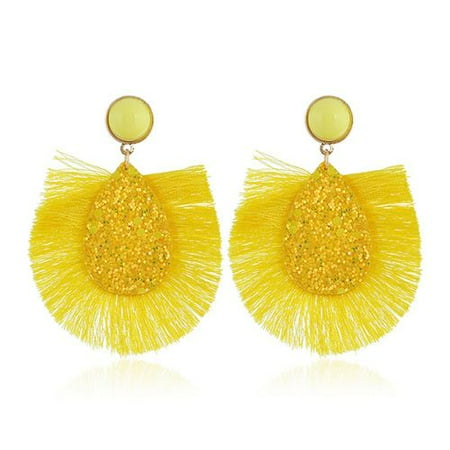 Rustic Jewelry Display Ideas KABOER 1Pair Tassel Earrings for Women Girls Drop Dangle Earrings Bohemian Fashion Jewelry Fringe Earrings Idea Gift Sequin Earrings for Sensitive Ears ()