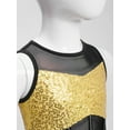 thumbnail image 6 of CHICTRY Kids Girls Hip Hop Jazz Latin Dance Suit Sequin Crop Top with Mini Skirt Cheer Leader Outfits Gold 16, 6 of 7