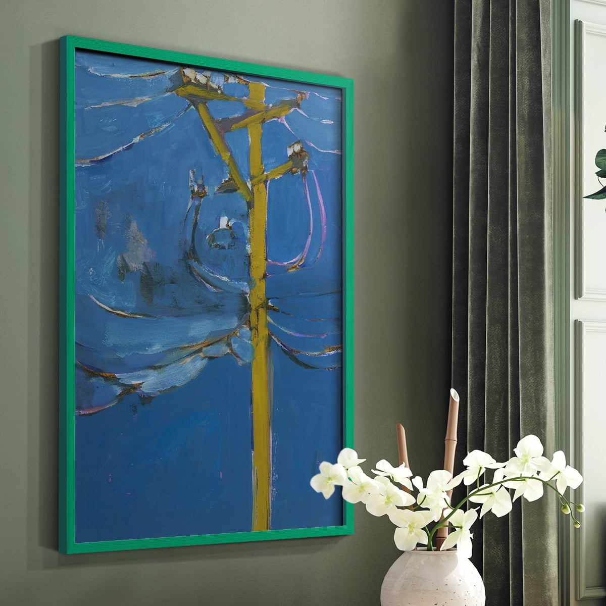 Wires IV Framed Print - Solid Wood in Single Picture Frame Solid Wood 2 Framed Print