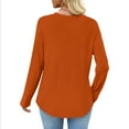thumbnail image 7 of Aobny Orange Blouses for Women Long Sleeve Crew Neck Tops Waffle Knit Pullover with Pocket Teacher Shirt,XXL, 7 of 7