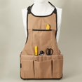 thumbnail image 3 of Brown Garden Work Tool Apron with Pockets Heavy Duty Waterproof Adjustable Buckle Back Straps Canvas Chef Work Aprons for Cooking Kitchen Gardening Lawn Men Women, 3 of 6