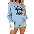 thumbnail image 5 of successthop Sweatshirts for Women Western Cow Crewneck Long Sleeve Sweater Pullover Tops Casual Print Stylish Outwear, 5 of 6