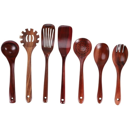 

Wooden Kitchen Utensils Set Wooden Spoons for Cooking Natural Teak Wood Kitchen Spatula Set for Including 7 Pack