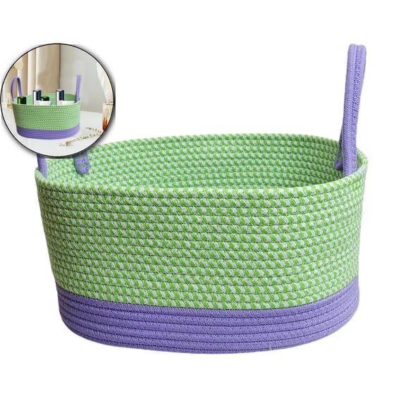 VQPeo Laundry Basket, Woven Cotton Rope Laundry Hamper, Woven Basket, Large Blanket Basket for Living Room, Storage Basket for Organizing