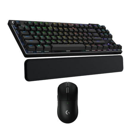 Logitech G PRO X TKL Lightspeed Wireless Gaming Keyboard with Gaming Mouse (Black) and Palm Rest