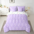 thumbnail image 2 of Manfei Teens Princess Bow-tie Bedding Comforter Set 7 Pieces, Dreamy Purple Bow Full Bedding Set, Kawaii Cute Cartoon Reversible Fitted Sheet Flat Sheet, Lightweight Room Decor, 2 of 7