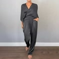 thumbnail image 2 of Levmjia Two Piece Short Sets For Women Summer Slim-Fit Casual Polyester Spandex V-Neck Short Sleeve Pants Suit Multi-Color Plus Size Lightweight Comfort Daily Wear Outfit, 2 of 6