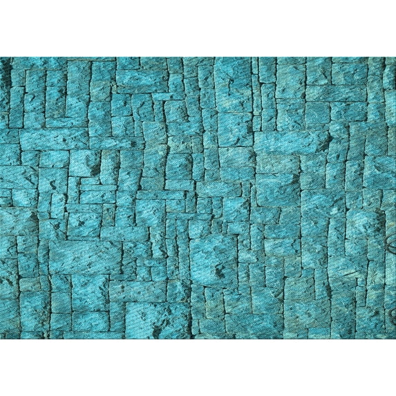 Ahgly Company Indoor Rectangle Patterned Dark Cyan Green Area Rugs, 5' x 8'
