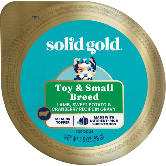 Solid Gold Mighty Mini Toy & Small Breed Wet Dog Food, Lamb Gravy 3.5oz Cup