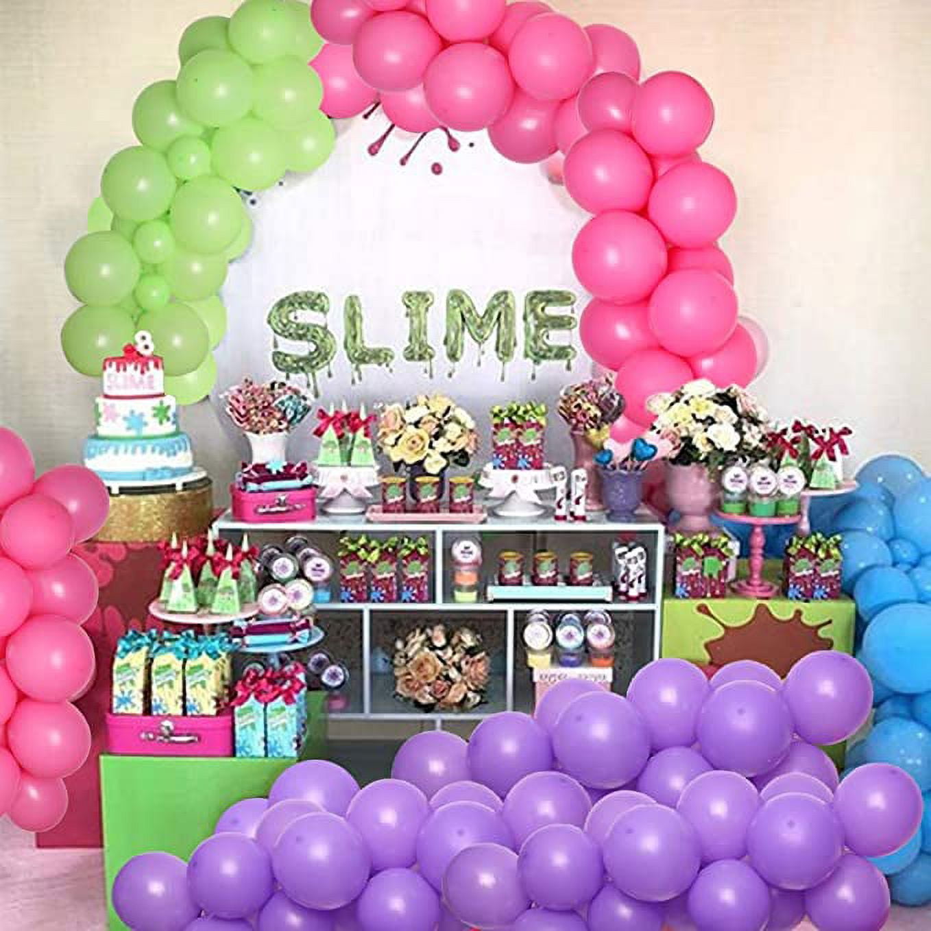 Slime Birthday Party Decorations Kit, Slime Themed Colorful Balloon Garland  Arch and Slime Party Backdrop for Art Theme Painting Birthday Party  Supplies 