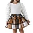 thumbnail image 2 of Zshosam Teen Girl Clothes Fall Baby Girl Clothes Toddler Kids Crewneck Sweatshirt Long Sleeve Shirt Tulle Skirts Fall Outfit Set Size 6T,(Coffee 6 Years), 2 of 9