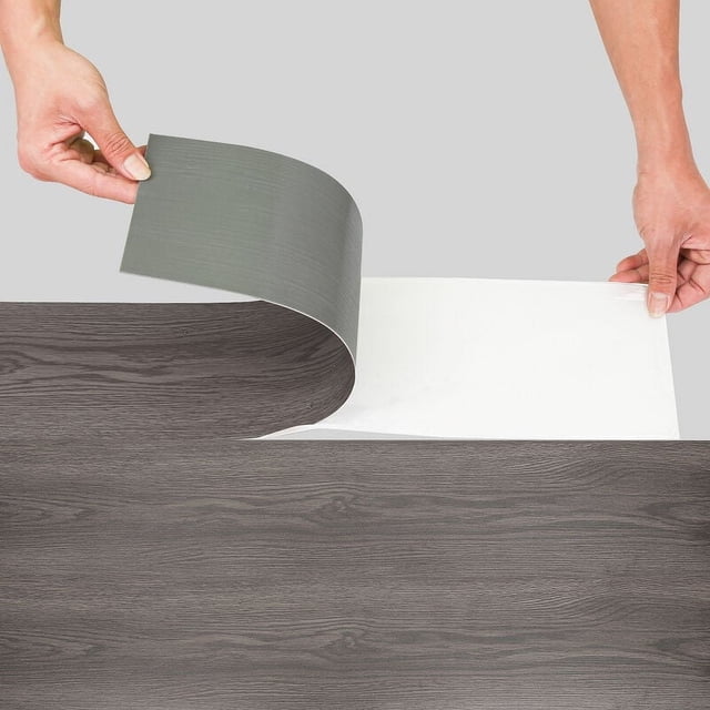 Pisos de lujo Night Oak, baldosas de vinilo de PVC autoadhesivas para una fácil instalación, textura de veta de madera en relieve profundo, superficie antideslizante y antibacteriana para espacios
