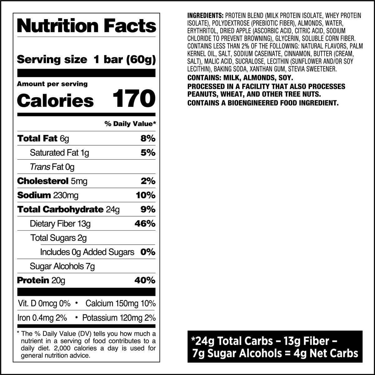 Quest Protein Bar, Apple Pie Flavored, 20g Protein , 4 Count