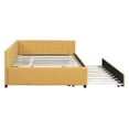 thumbnail image 4 of Full Size Upholstered Daybed with 1 Trundle,Wooden Frame Linen Fabric Sofa Bed, No Box Spring Needed, for Living room, Guest Room, Yellow, 4 of 7