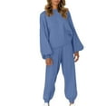 thumbnail image 2 of Borniu 2 Piece Outfits for Women, Round Neck Long Sleeve Sweatshirt Loose Pants Set for Women, 2 of 9