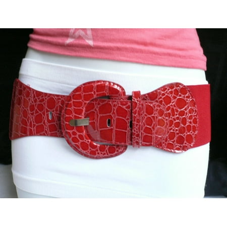 - Women Red Belt Hip Elastic High Waist Plus Size Chic Cinch Band Hot Style M L XL