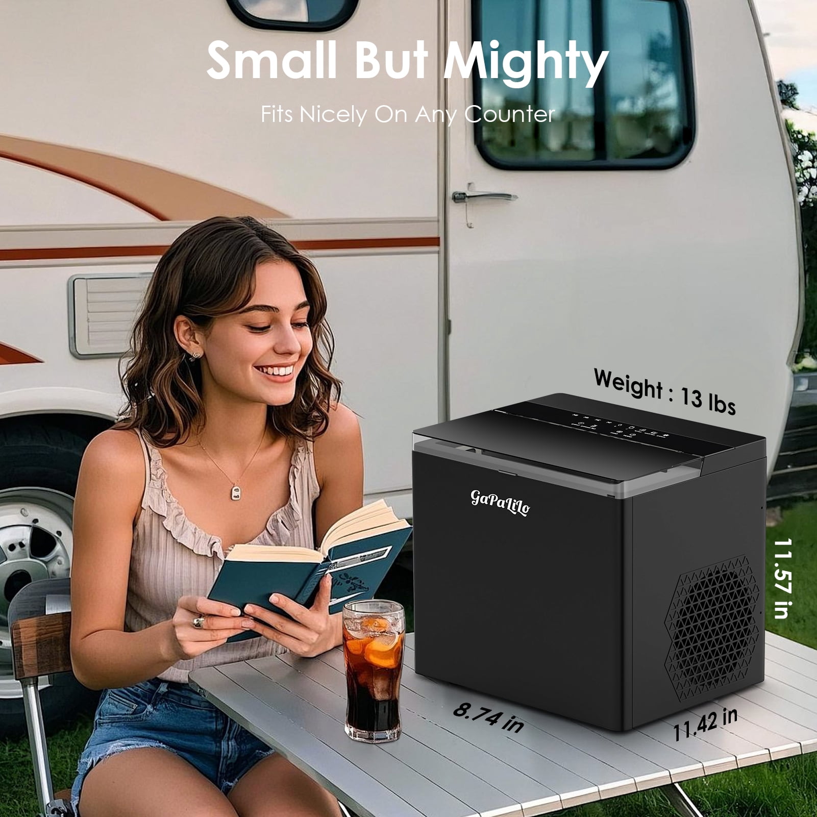 Countertop Ice Maker Machine, 26lbs in 24 Hours, 9 Bullet Ice Cubes in 6 Mins, Portable Compact with Self-Cleaning, Ice Basket and Scoop Included for Home/Kitchen/Camping/RV, Black
