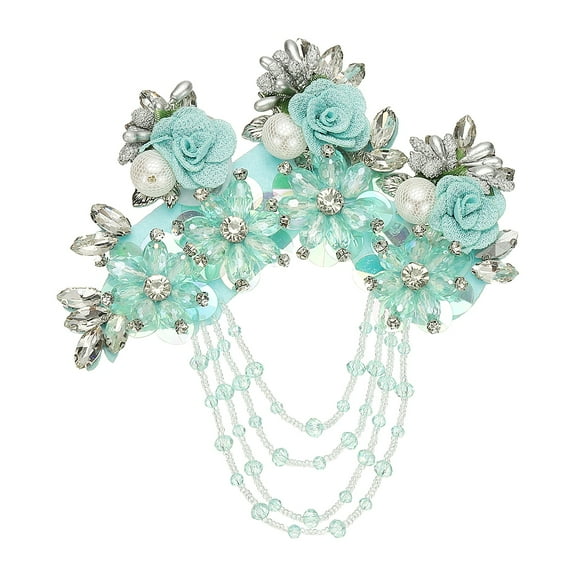 Uxcell Flower Rhinestone Appliques for Dresses, 3D Light Green Rhinestone Embellishments 7 Flowers