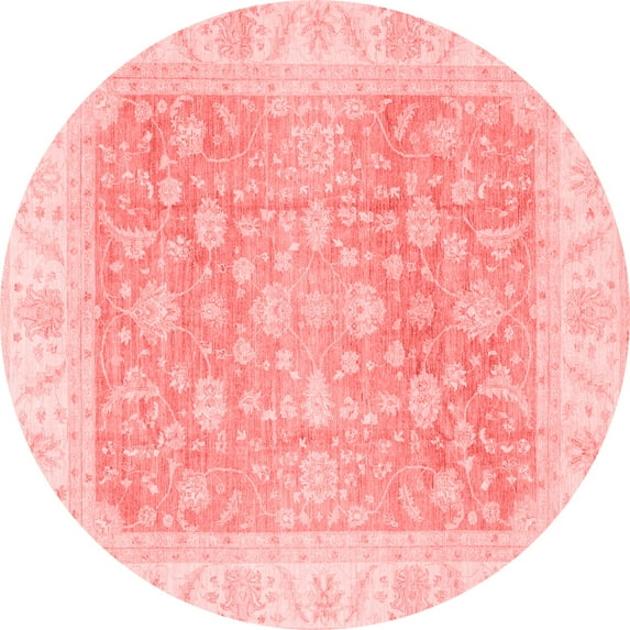 Ahgly Company Machine Washable Indoor Round Oriental Red Traditional Area Rugs, 6' Round