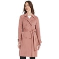 thumbnail image 2 of Giolshon Women's Faux Suede Trench Coat Classic Long Double Breasted Overcoat Belted Lapel Jacket Spring and Fall, 2 of 6