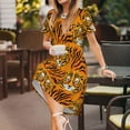 thumbnail image 3 of Horeoi Tiger Print Women's Short Sleeve Dress Breathable Polyester-Spandex All-Over Print A-Line Side Pockets Elastic Waist, 3 of 6
