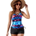 thumbnail image 4 of Defitshape Women's Modest Tankini Bathing Suit High Waisted 2 Piece Swimwear Boyleg Shorts Ruched V Neck Summer Casual Swimsuit Tie-Dyed Large, 4 of 4