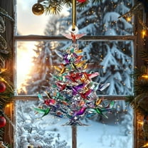 Lwlmwt Hummingbird Suncatcher Ornament 2D Acrylic Christmas Tree Decorations Hanging Stacked Hummingbird Christmas Tree Window Decoration Suitable for Christmas Decorations Home Decor