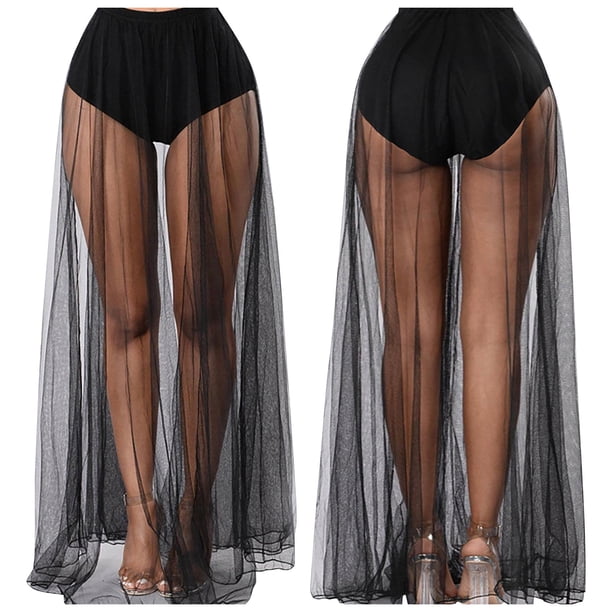 Fgnfyis Skirts for Women Women's Mesh Transparent Overskirt