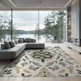 thumbnail image 2 of ODIKA 6'x9' Washable Area Rug Snake Motif Coiled Leaves Botanical Festive Round Rings Circle Playful for Dining Room, Under Table, Office Décor, Non-Slip Chair-Friendly, 2 of 7
