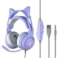 thumbnail image 1 of Cat Ear Headphones with Noise Reduction Mic for Girls All Wrapped Earcups Wired Over Ear Gaming Headset for PC Purple, 1 of 4