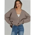 thumbnail image 4 of Women's Long Sleeve V-Neck Button Down Cardigan Chunky Oversized Knit Open Front Trendy Sweater Outerwear, 4 of 4