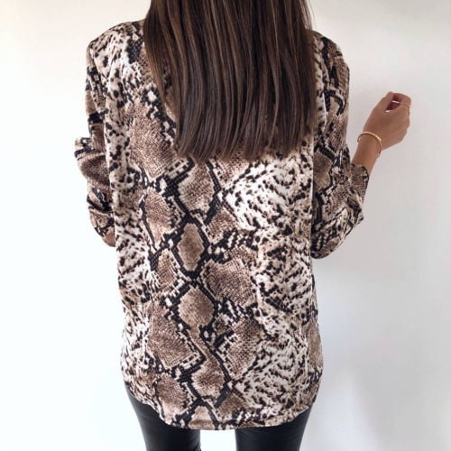 Fashion Women Snakeskin Print Long 