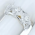 thumbnail image 5 of Sterling Silver Luxury Vintage Crisscross Crown 3-Stone Simulated Round Brilliant Cut Diamond Ring For Women Promise Ring Wedding Band (7), 5 of 6