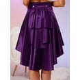 thumbnail image 6 of YiZYiF Womens Gothic Medieval Steampunk Satiny Pirate Skirt Lace-up Tiered Ruffled High Low Skirts Purple L, 6 of 7